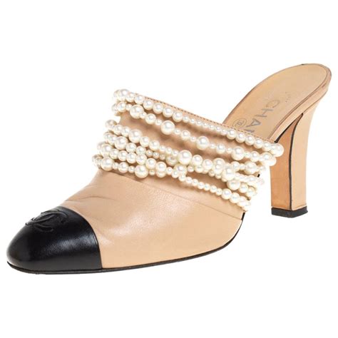 chanel mules with pearl black|chanel mules.